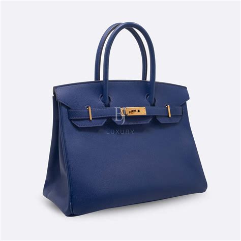 HERMES Epsom Birkin 30 Bleu Electrique.